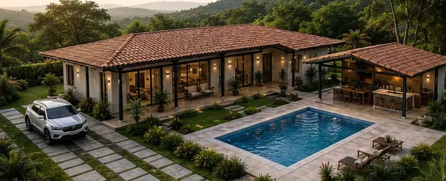 Casa campestre, vista exterior.